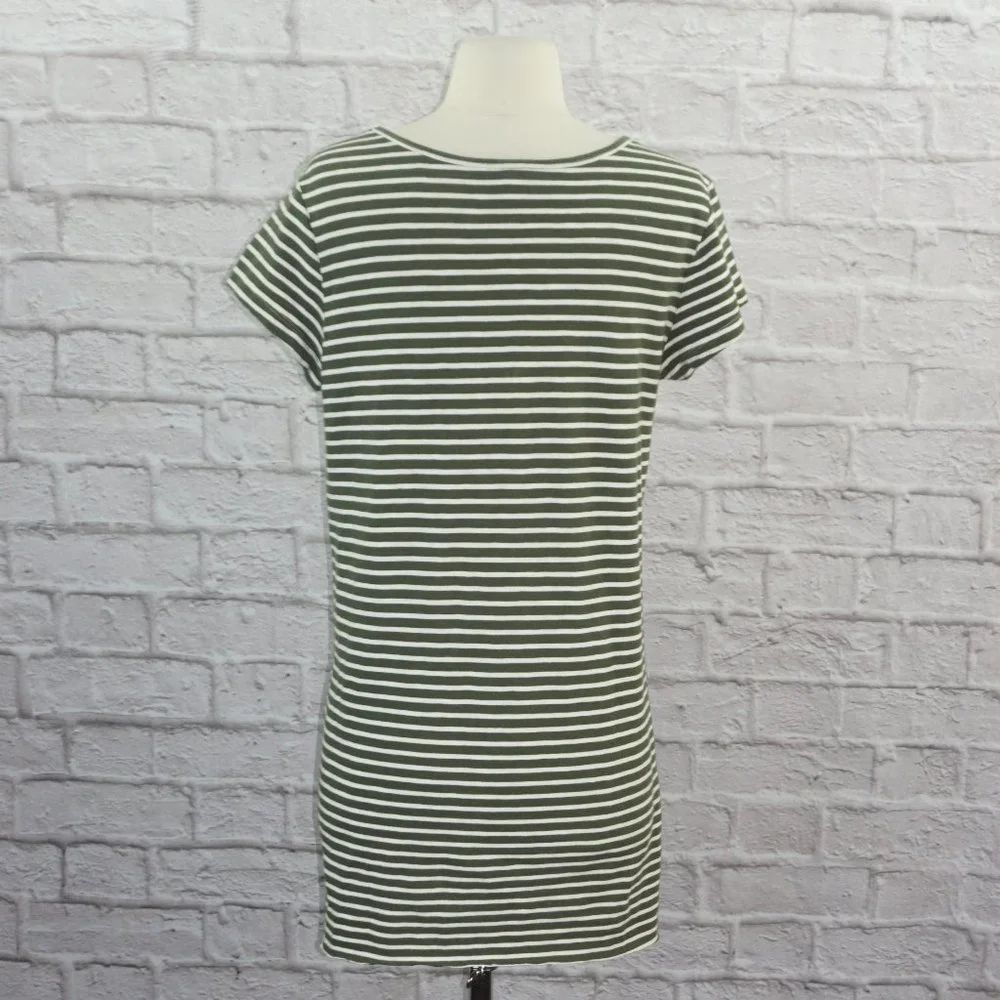 Joie Green White Striped Tee Shirt Dress Small - Picture 4 of 8